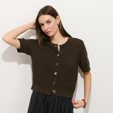 Elle Cardigan in Linen Cotton (Roasted Bean)