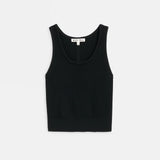Ava Cropped Tank Merino (Black)