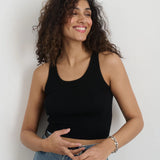Ava Cropped Tank Merino (Black)