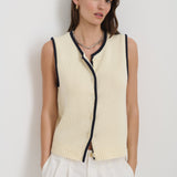 Bridget Tipped Vest (Ivory/Dark Navy)