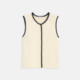 Bridget Tipped Vest (Ivory/Dark Navy)