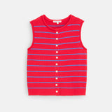 Taylor Striped Vest in Cotton (Scarlet/Cobalt)