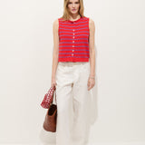 Taylor Striped Vest in Cotton (Scarlet/Cobalt)