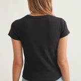 Lexi Rib Sun-In Crew Tee (Faded Black)