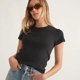 Lexi Rib Sun-In Crew Tee (Faded Black)