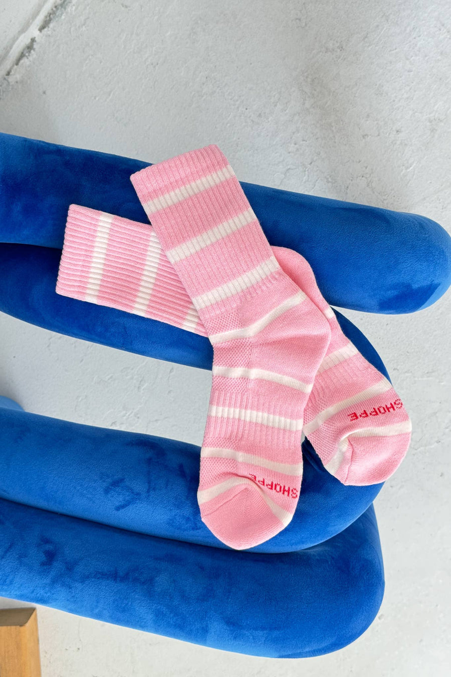 Striped Boyfriend Socks: Pink White Stripe