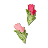 Hand-painted Vintage Tulips Claw Hair Clip | Eco-Friendly: Red