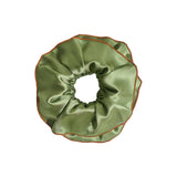 "Maxi Flower" Double-Layer Oversized Silk Scrunchie - Martini Olive: Martini Olive