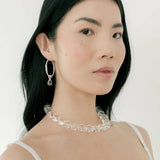 Romy Hoops + Small Drops: Hibiscus / Gold Plated Brass (1 micron), Glass
