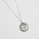 Rose Coin Necklace in Sterling Silver