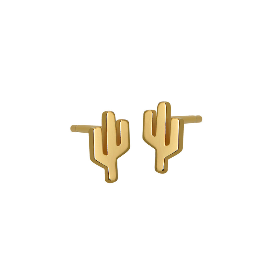 Saguaro Cactus Stud Earrings in Gold