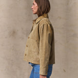 W's Short Suede Barn Jacket (Light Gray)