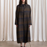 New Plaid Trench (Olive/Navy Plaid)