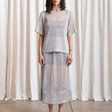 Metallic Midi Skirt (Silver)