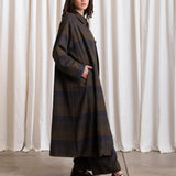 New Plaid Trench (Olive/Navy Plaid)