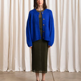 Merino Crewneck Cardigan (Cobalt)