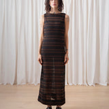 Low Back Column Dress (Brown/Black)