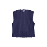 High Neck Pleated Tank (Navy)