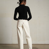 Amee Lux Rib Button Up Polo (True Black)