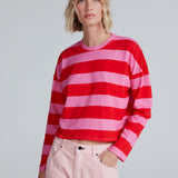 Cropped Long Sleeve (Pink and Red Stripe)