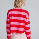 Cropped Long Sleeve (Pink and Red Stripe)