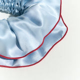 "Maxi Flower" Double-Layer Oversized Silk Scrunchie - Pastel Blue: Pastel Blue