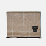 Brushed Silk Window-Pane Scarf (Beige/Heather Grey)