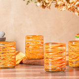 Mexican Handblown Glasses (Orange Swirl)