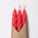 Red Apple Beeswax Taper Candles Set of 3: Spiral Taper