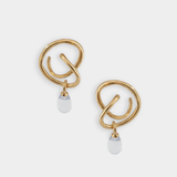 Maeva Earrings + Small Drop Charm: Ink / Sterling Silver