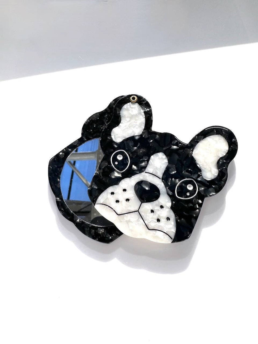 Hand-painted Frenchie Dog Compact Mirror | Eco-Friendly