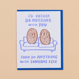 Couch Potatoes Love Letterpress Greeting Card - Valentine's Day- Made in USA