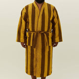 Simple Striped Terry Bathrobe (Mustard/Bronze)
