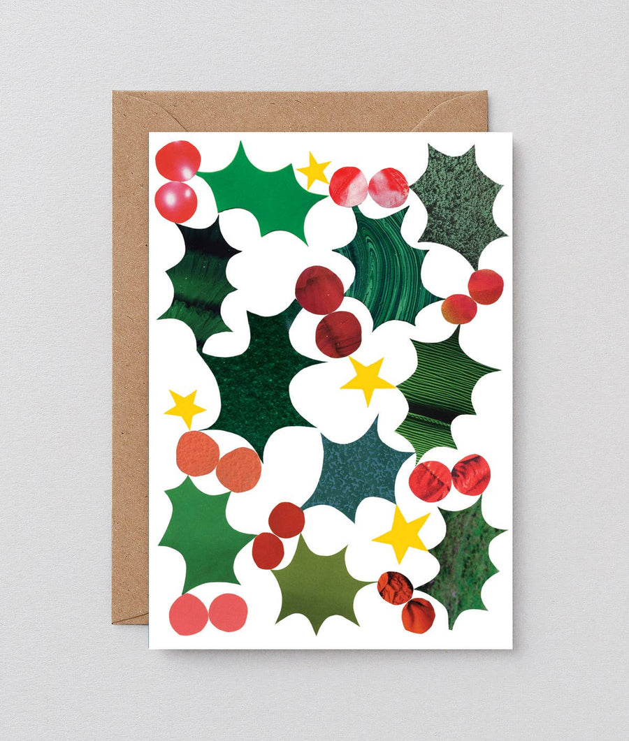 'Holly Christmas' Embossed Holiday Greeting Card