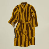 Simple Striped Terry Bathrobe (Mustard/Bronze)