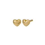 Puffy Heart Stud Earrings in Gold
