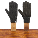 Black Melange Ragg Wool Full Glove With or Without Deer: No Deer / Medium