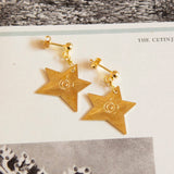 Vintage Brass Star Earrings