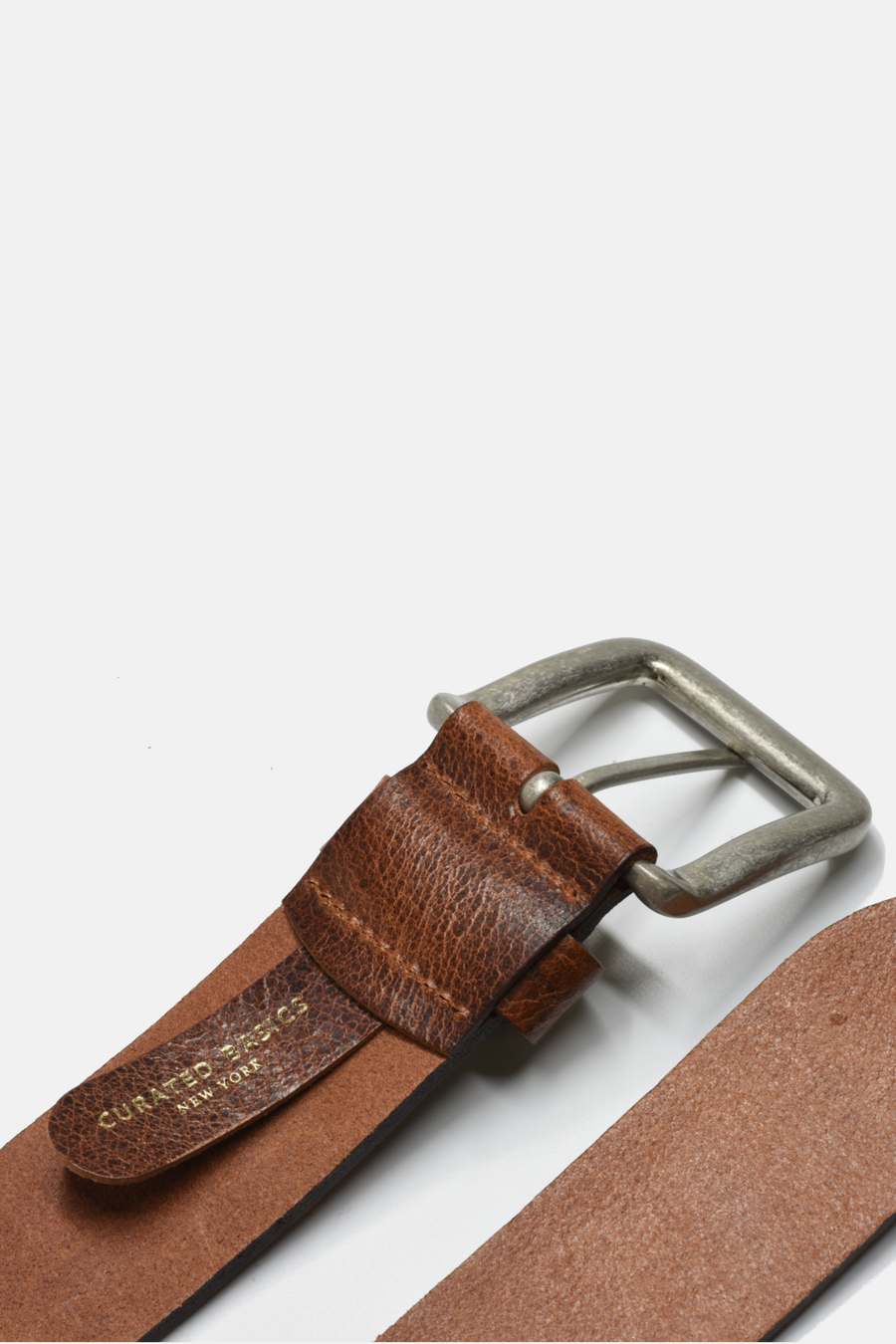 Wide Cognac Brown Leather with Silver Buckle Belt