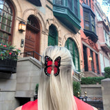 Hand-painted Limited Edition Monarch Butterfly Claw Hair Clip | Eco-Friendly: Silver