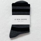 Wide Wally Socks (Wide Charcoal/Stripe)
