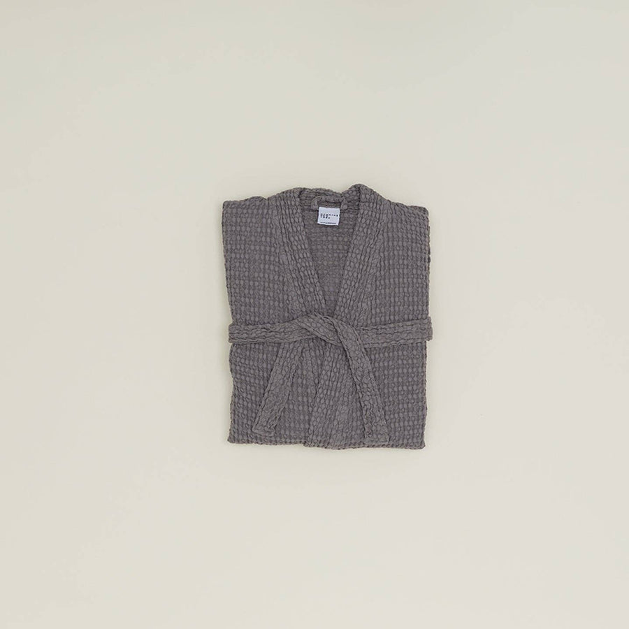 SIMPLE WAFFLE BATHROBE - DARK GREY: LARGE