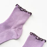 The Petite Ruffled Modal Socks (Lilac/Brown)