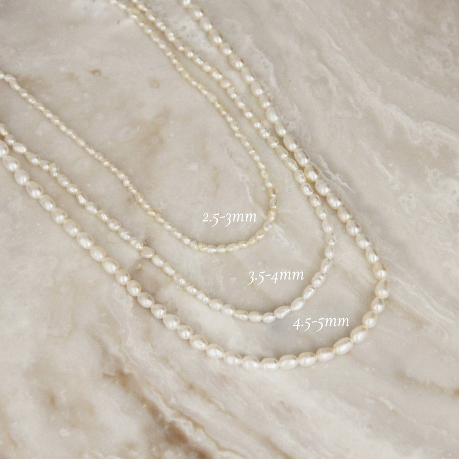 Natural Pearl Choker Necklace: Gold / 2.8mm-3mm Pearls