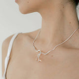 Maeva Necklace + Small Drop Charm: Hibiscus / Sterling Silver