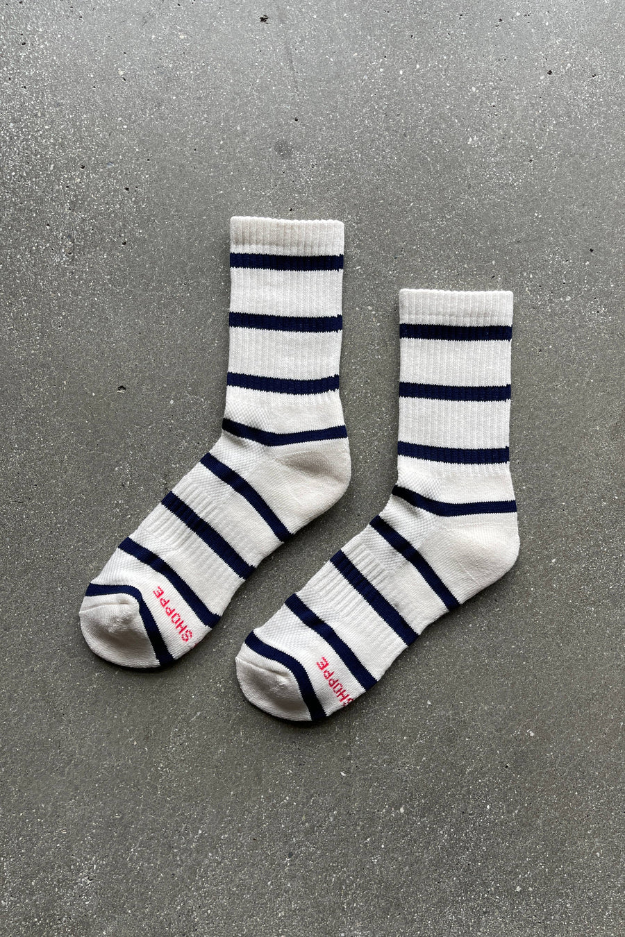 Striped Boyfriend Socks: Pink White Stripe