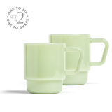 8oz Milk Glass Mug (Set of 2/Green/ 8oz)