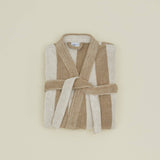 Simple Striped Terry Bathrobe (Ivory/Flax)