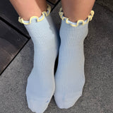 The Petite Ruffled Modal Socks (Baby Blue/Butter)