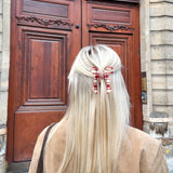 Coquette Bow Claw Hair Clip (Red Plaid)